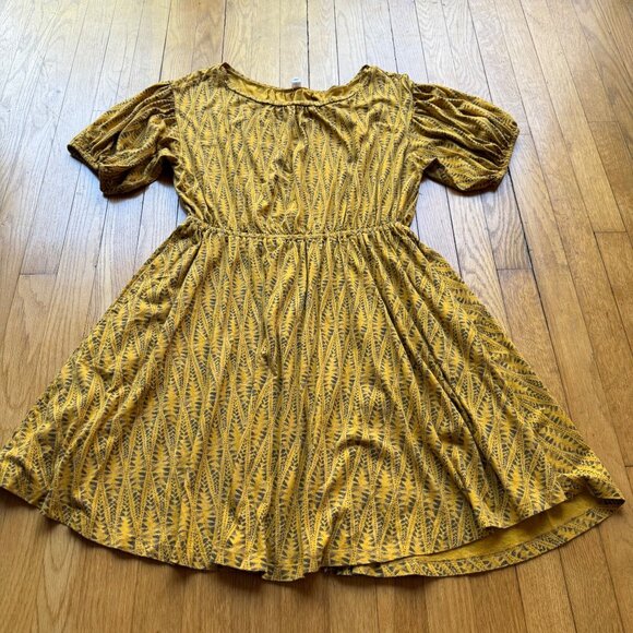 Anthropologie Daily Practice Size L Yellow & Gray Aztec Blouson Mini Dress - Picture 3 of 16